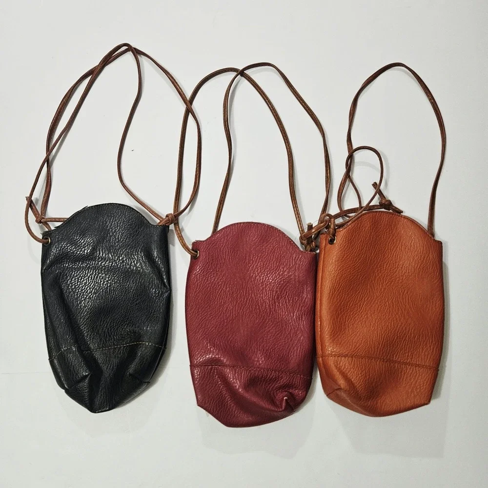 HEROING (3) Pebbled Faux Leather Crossbody Phone Pouch Bag Purse.